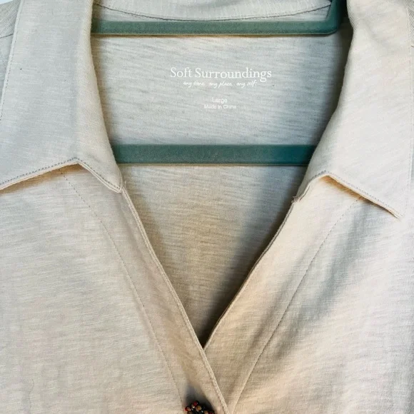 Soft Surroundings Cream Button-Down Shirt - Picture 2 of 4